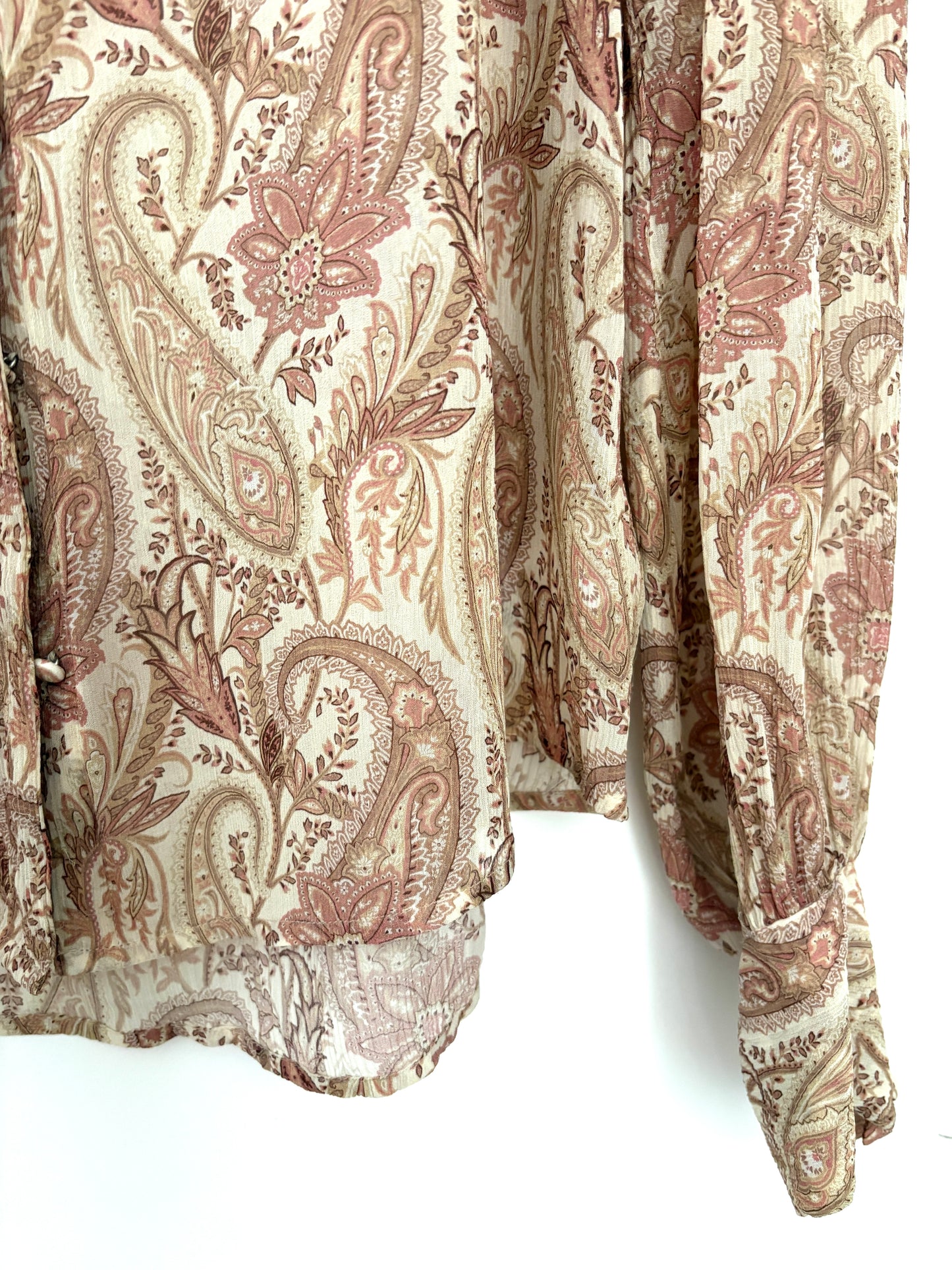 Sanderson of London x Paige Paisley Silk Blouse M