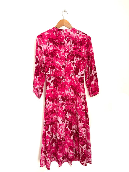 The Fold Floral Fuschia Dress UK 8