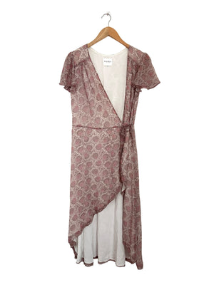 Gaala Silk Midi Print Wrap Dress UK 10