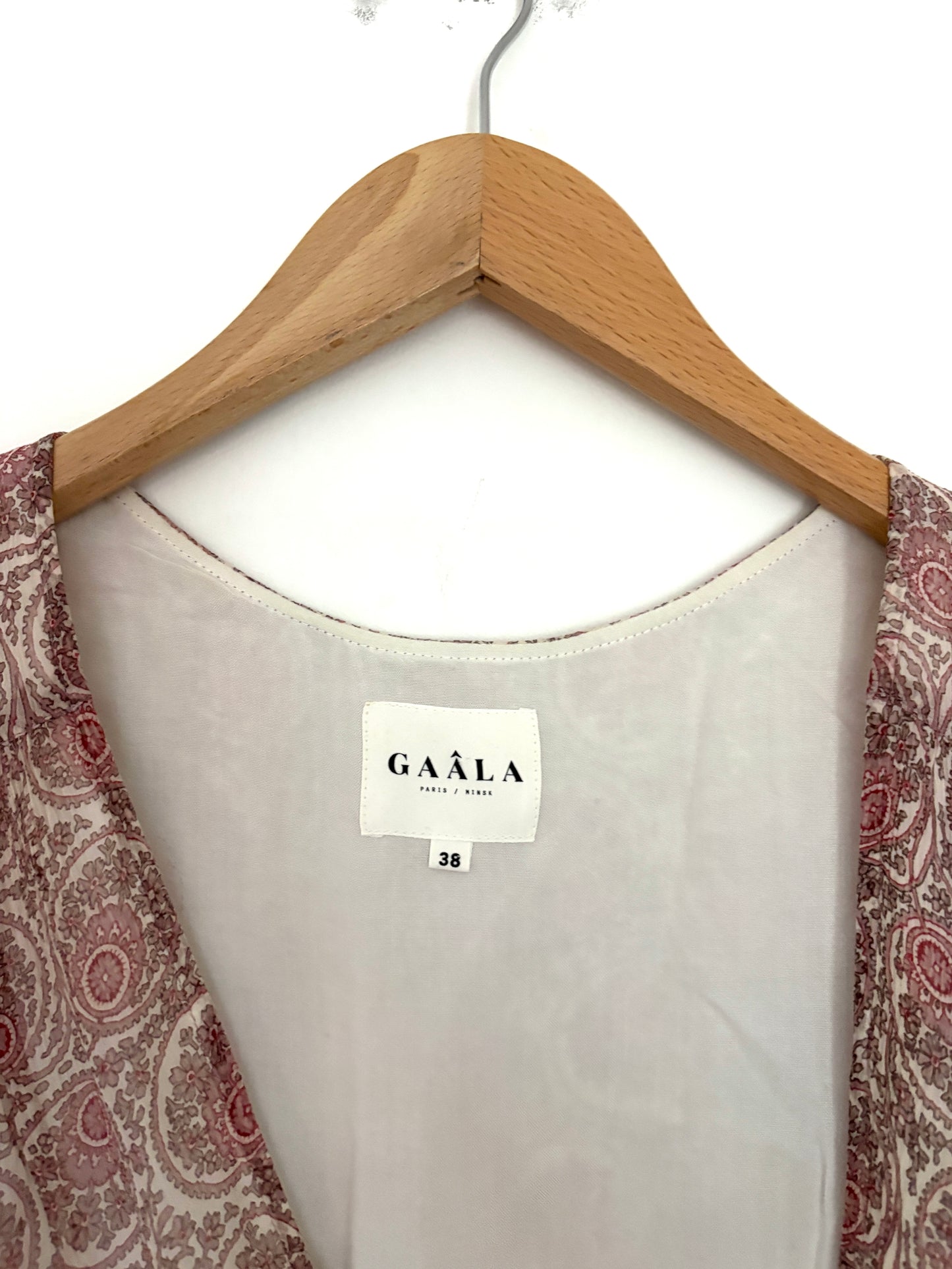 Gaala Silk Midi Print Wrap Dress UK 10