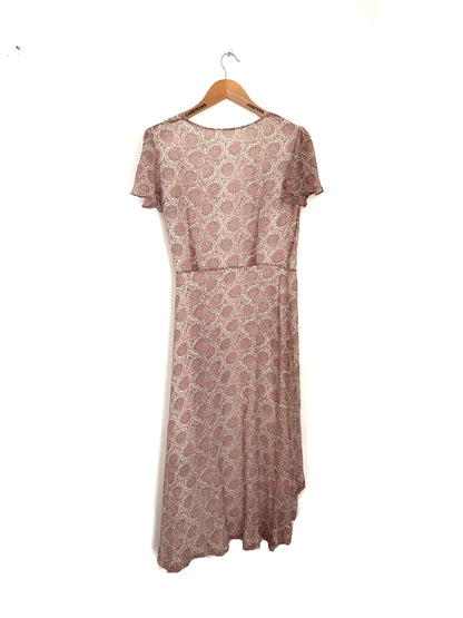 Gaala Silk Midi Print Wrap Dress UK 10