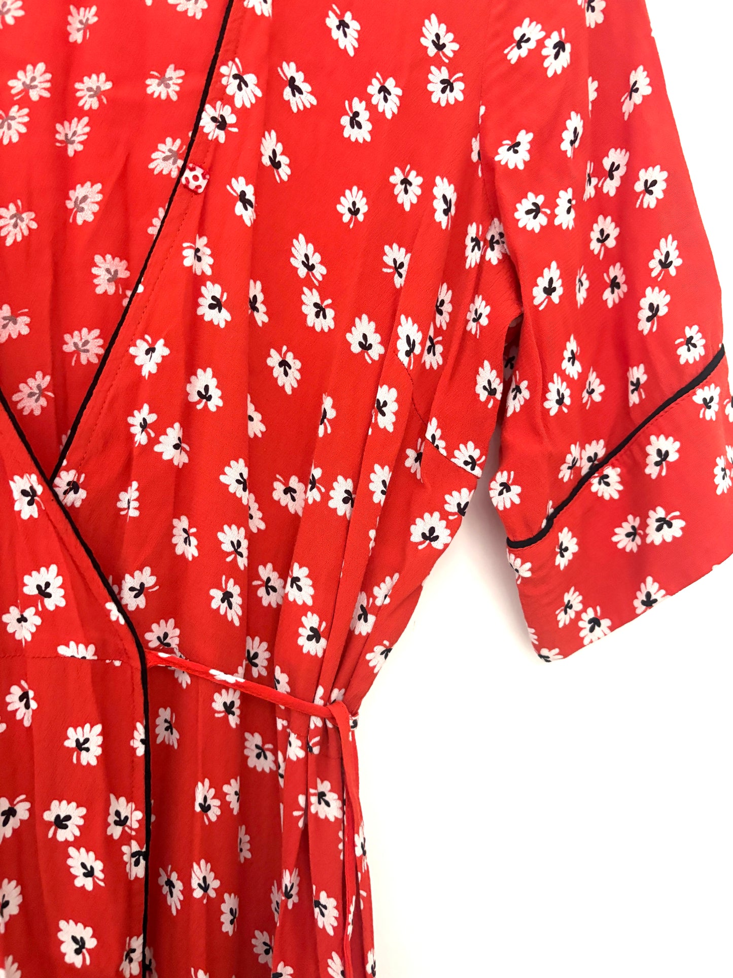 Ganni Red Floral Wrap Maxi Dress UK 12