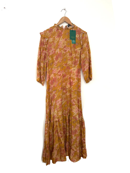 Rixo Orange Floral Print Dress