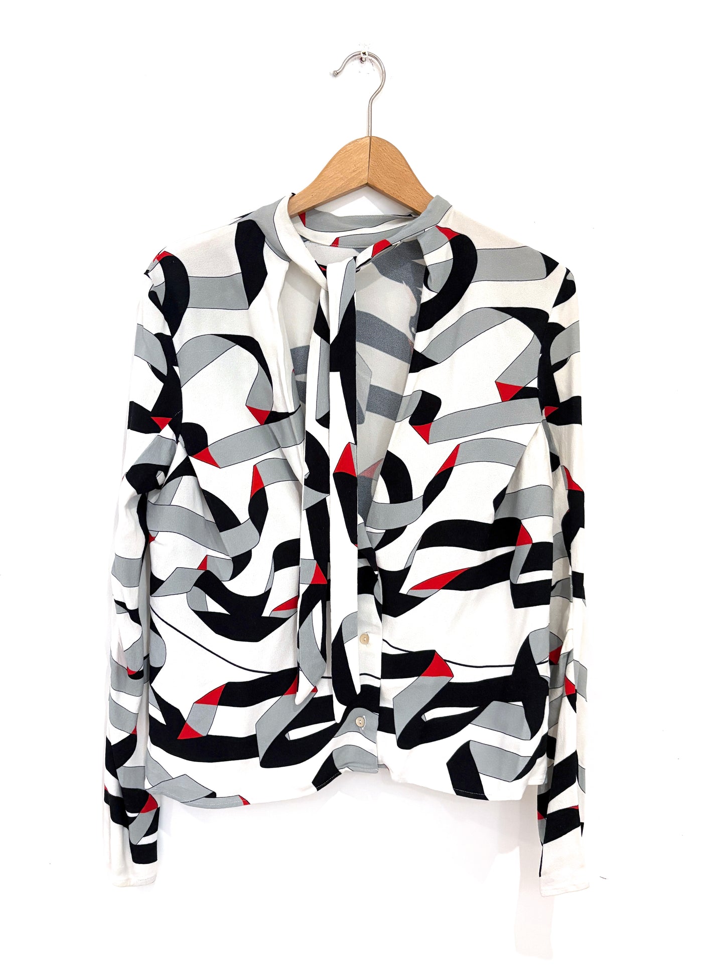MSGM Printed Neck-Tie Blouse