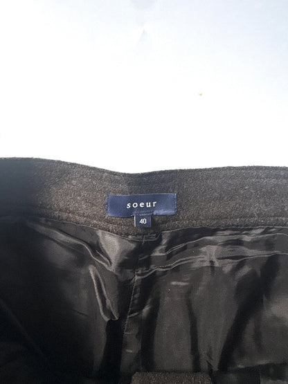 Soeur Wool Brown Wide Leg Trousers UK 12