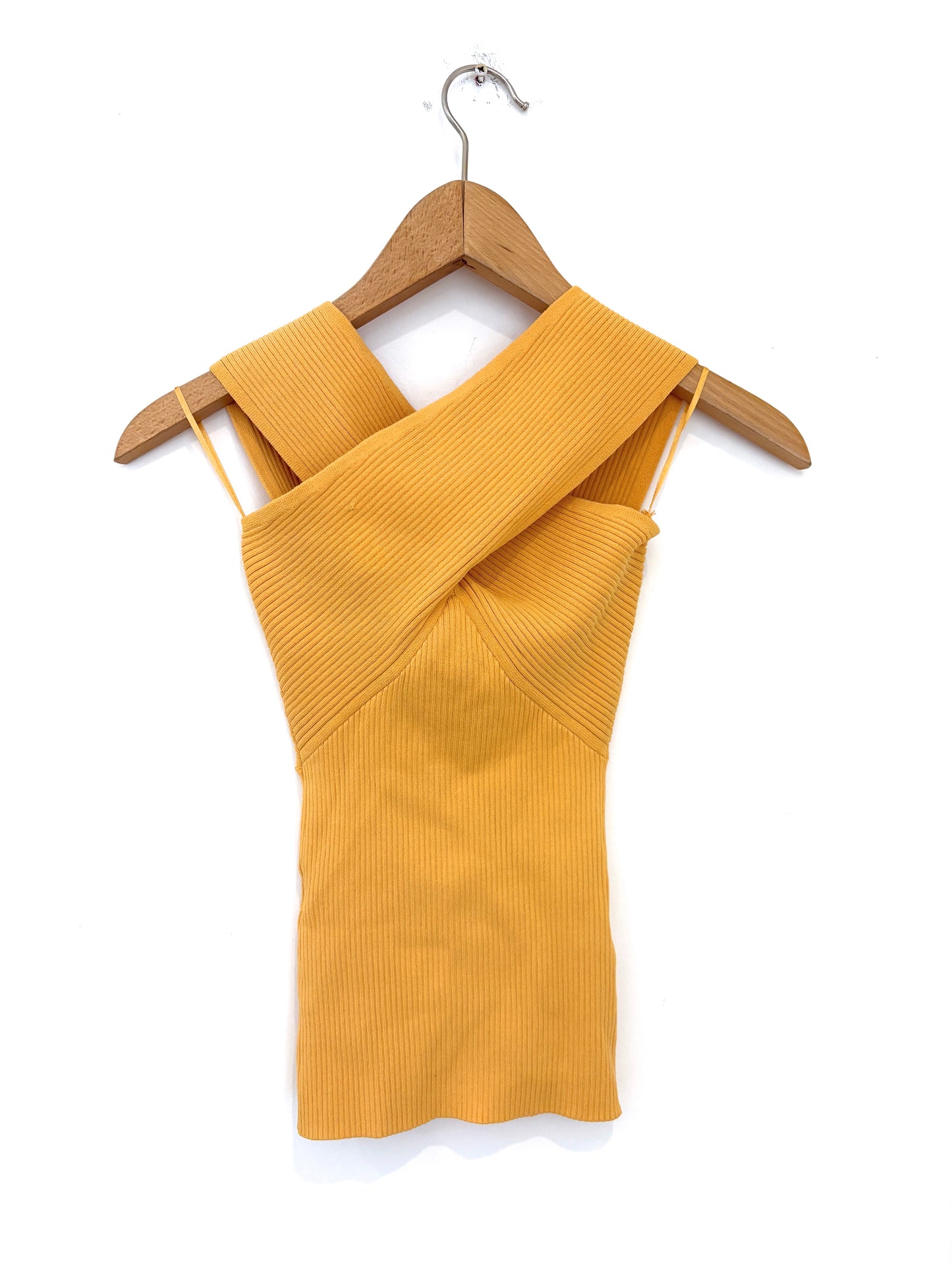 Reiss Yellow Ribbed Halterneck XS