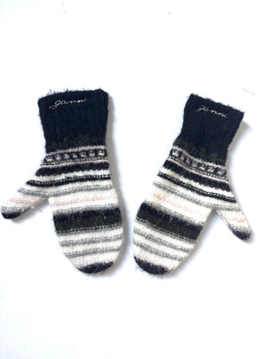 Ganni Striped Soft Wool Mittens