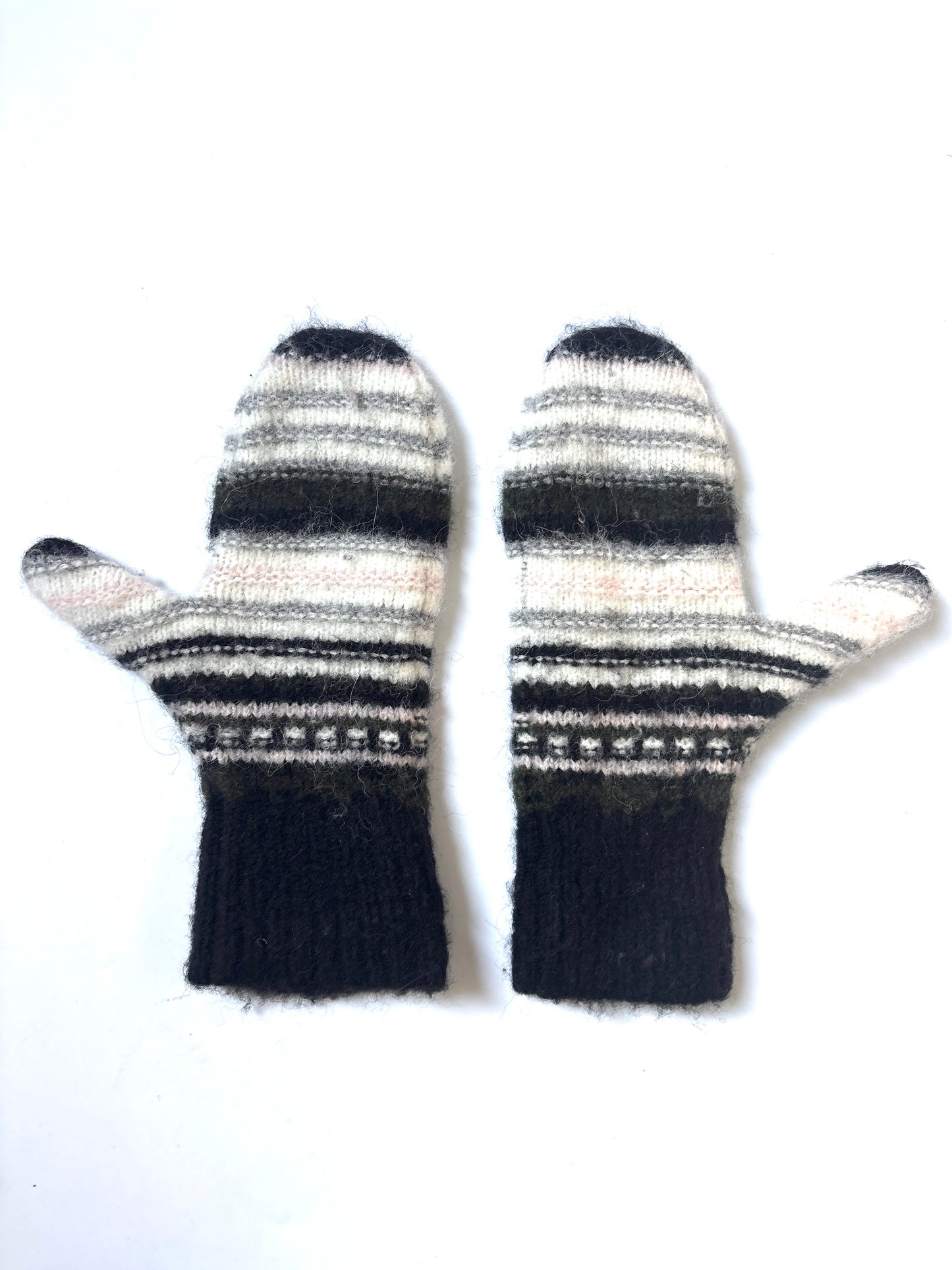 Ganni Striped Soft Wool Mittens