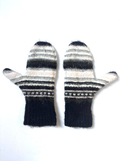 Ganni Striped Soft Wool Mittens