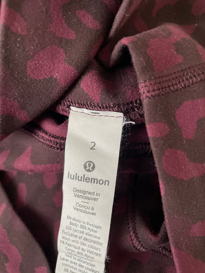 Lululemon Berry Leopard Print Leggings UK 6