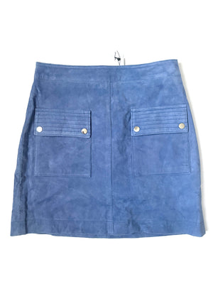 New With Taags Mango Cornflower Blue Suede Skirt M