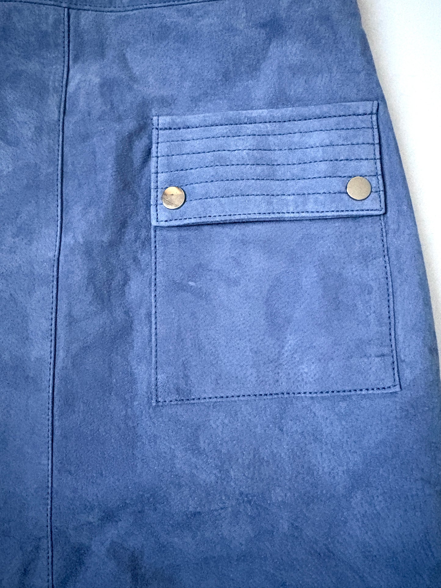New With Taags Mango Cornflower Blue Suede Skirt M
