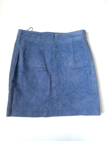 New With Taags Mango Cornflower Blue Suede Skirt M