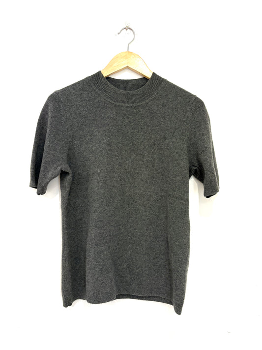 Diane Von Furstenberg Grey Short Sleeve Cashmere Knit 