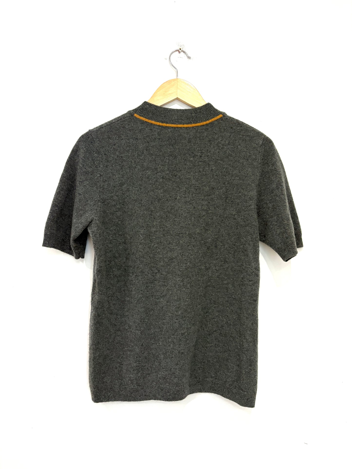 Diane Von Furstenberg Grey Short Sleeve Cashmere Knit L