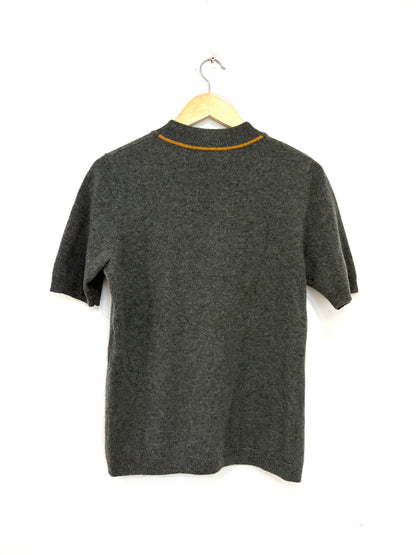 Diane Von Furstenberg Grey Short Sleeve Cashmere Knit L