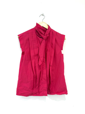 The Fold Pink Cotton Bow Neck Blouse UK 10