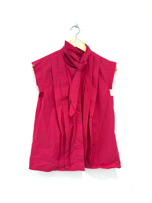 The Fold Pink Cotton Bow Neck Blouse
