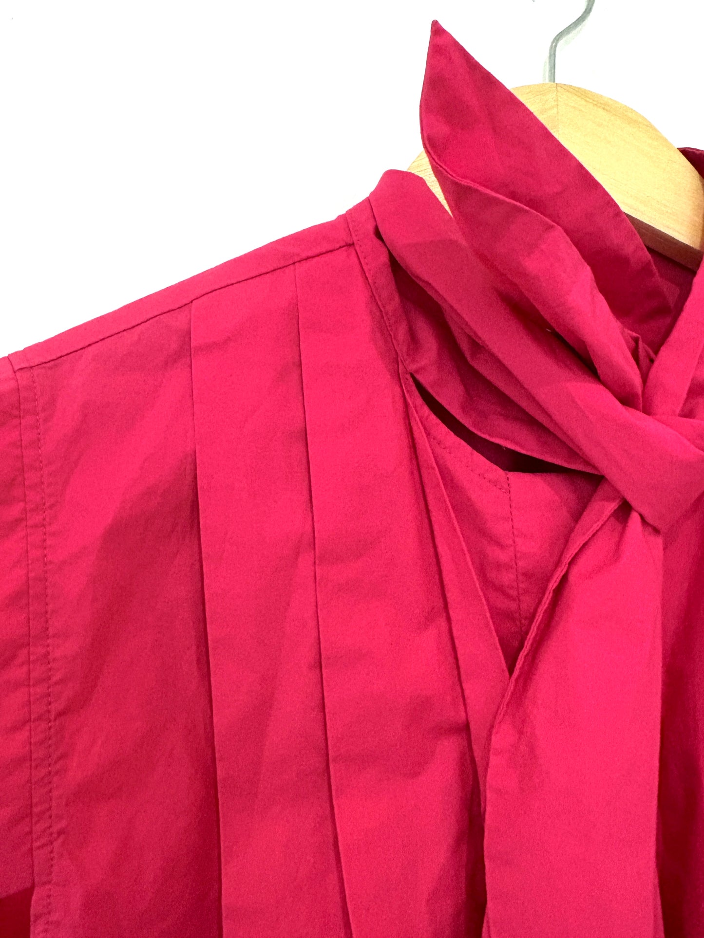 The Fold Pink Cotton Bow Neck Blouse UK 10