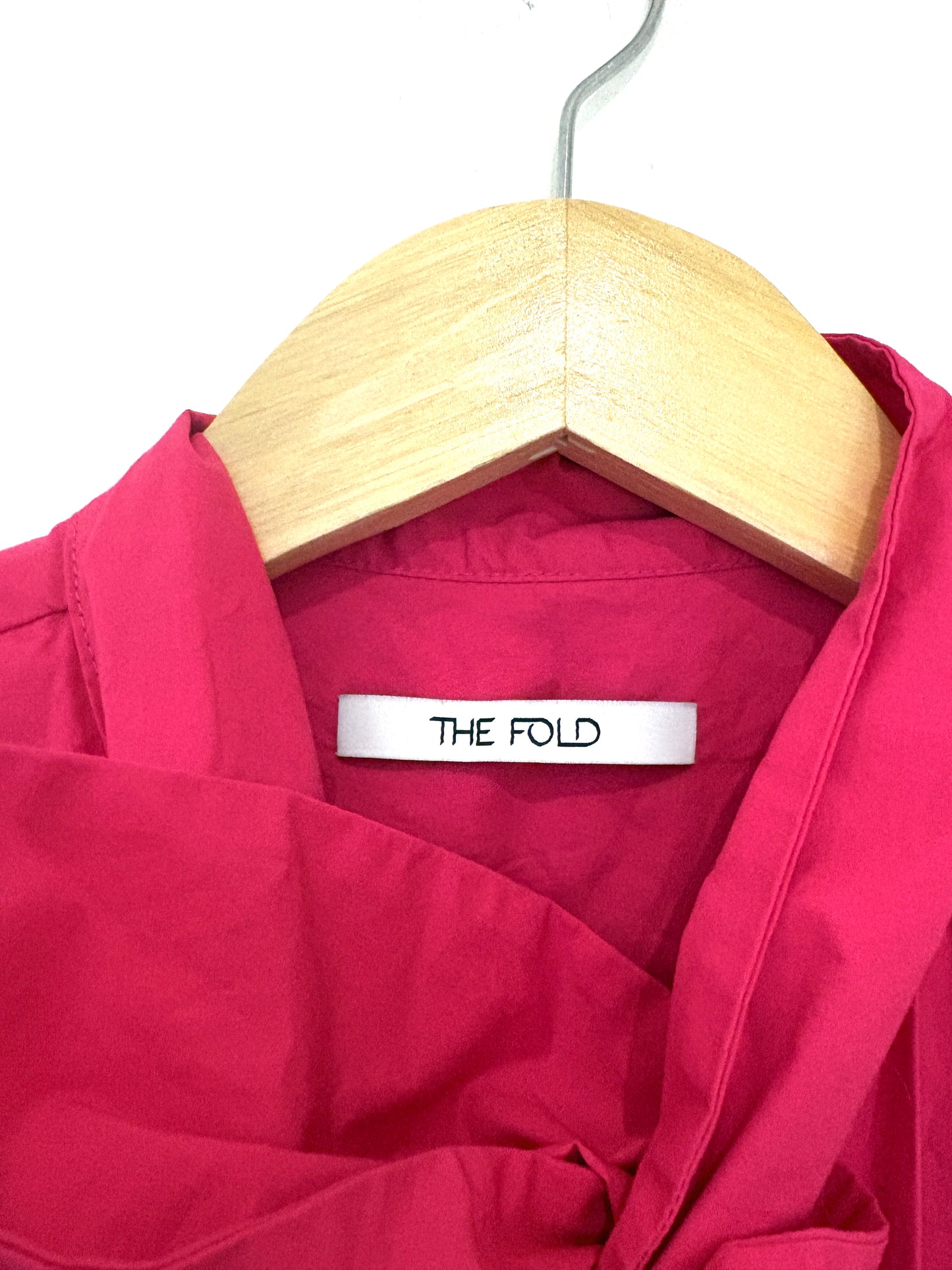 The Fold Pink Cotton Bow Neck Blouse