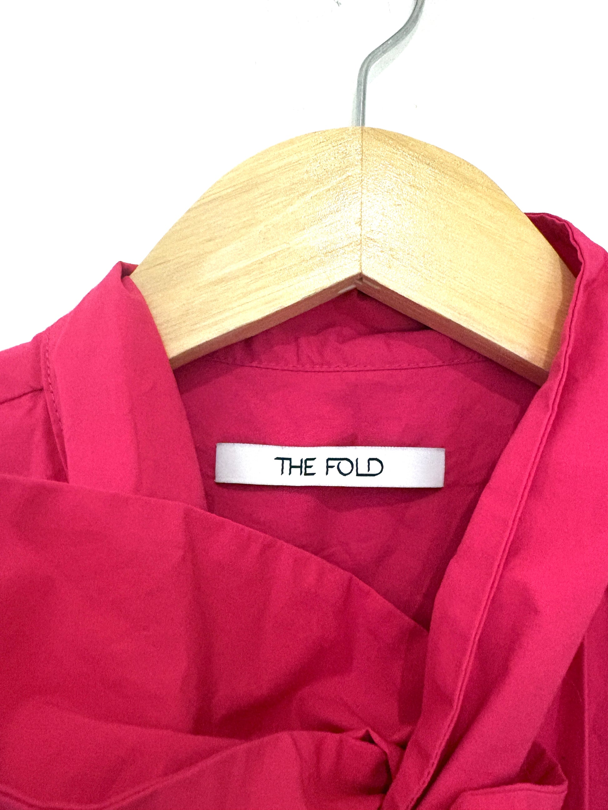 The Fold Pink Cotton Bow Neck Blouse