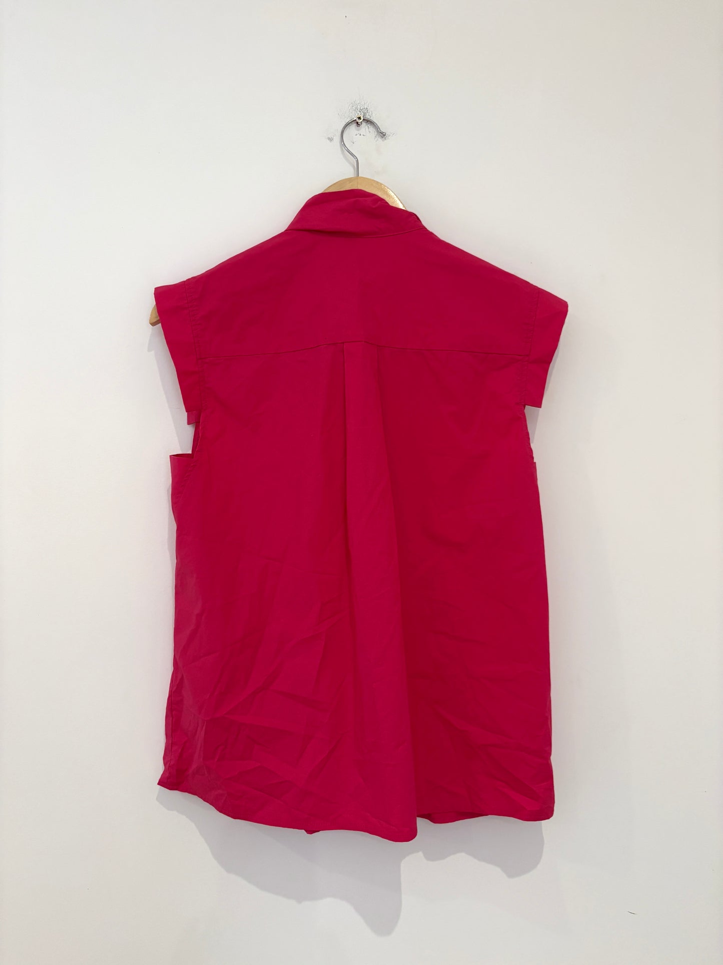 The Fold Pink Cotton Bow Neck Blouse UK 10