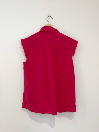 The Fold Pink Cotton Bow Neck Blouse UK 10