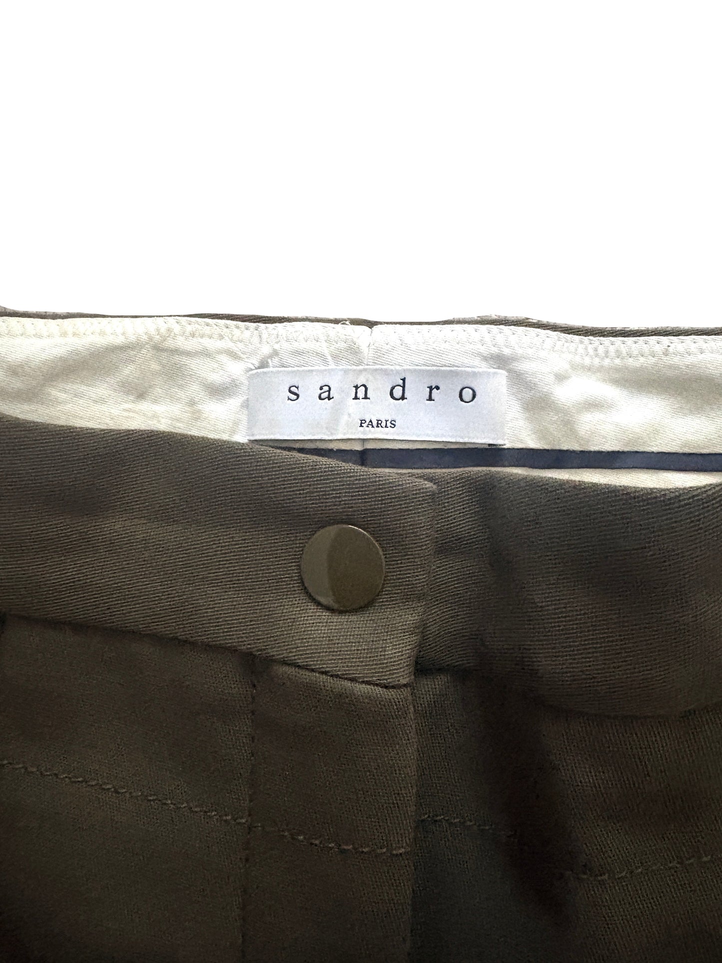 Sandro Khaki Straight Leg Trousers UK 10