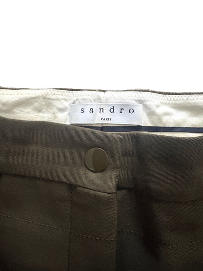 Sandro Khaki Straight Leg Trousers UK 10