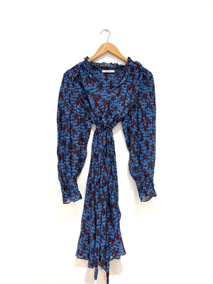 The Fold Floral Lurex Ruffle Printed Shirt Dress UK 12