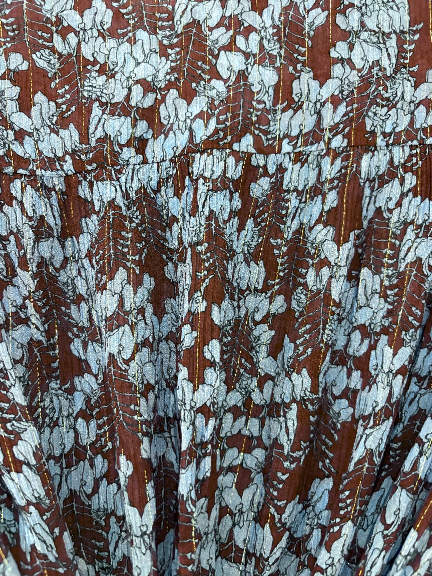 The Fold Floral Lurex Ruffle Printed Shirt Dress UK 12