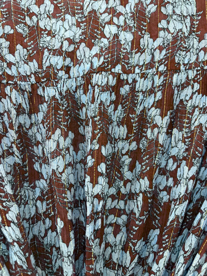 The Fold Floral Lurex Ruffle Printed Shirt Dress UK 12
