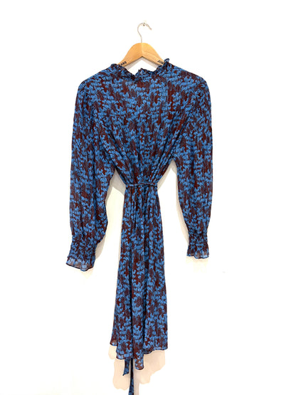 The Fold Floral Lurex Ruffle Printed Shirt Dress UK 12