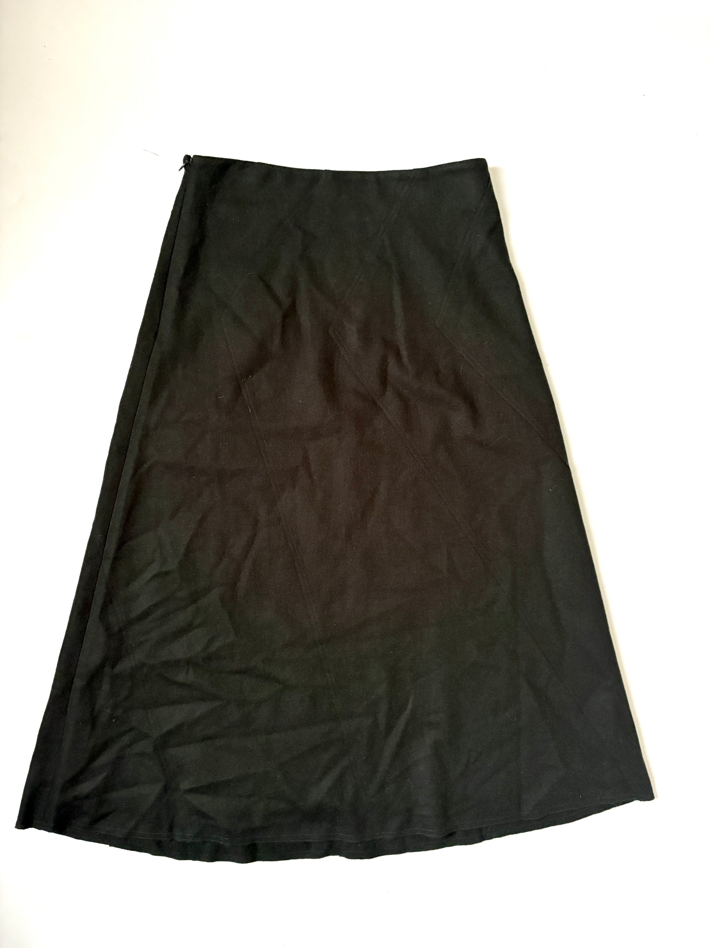 The Fold Forest Green Wool A-Line Skirt UK 10