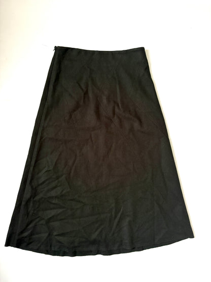 The Fold Forest Green Wool A-Line Skirt UK 10