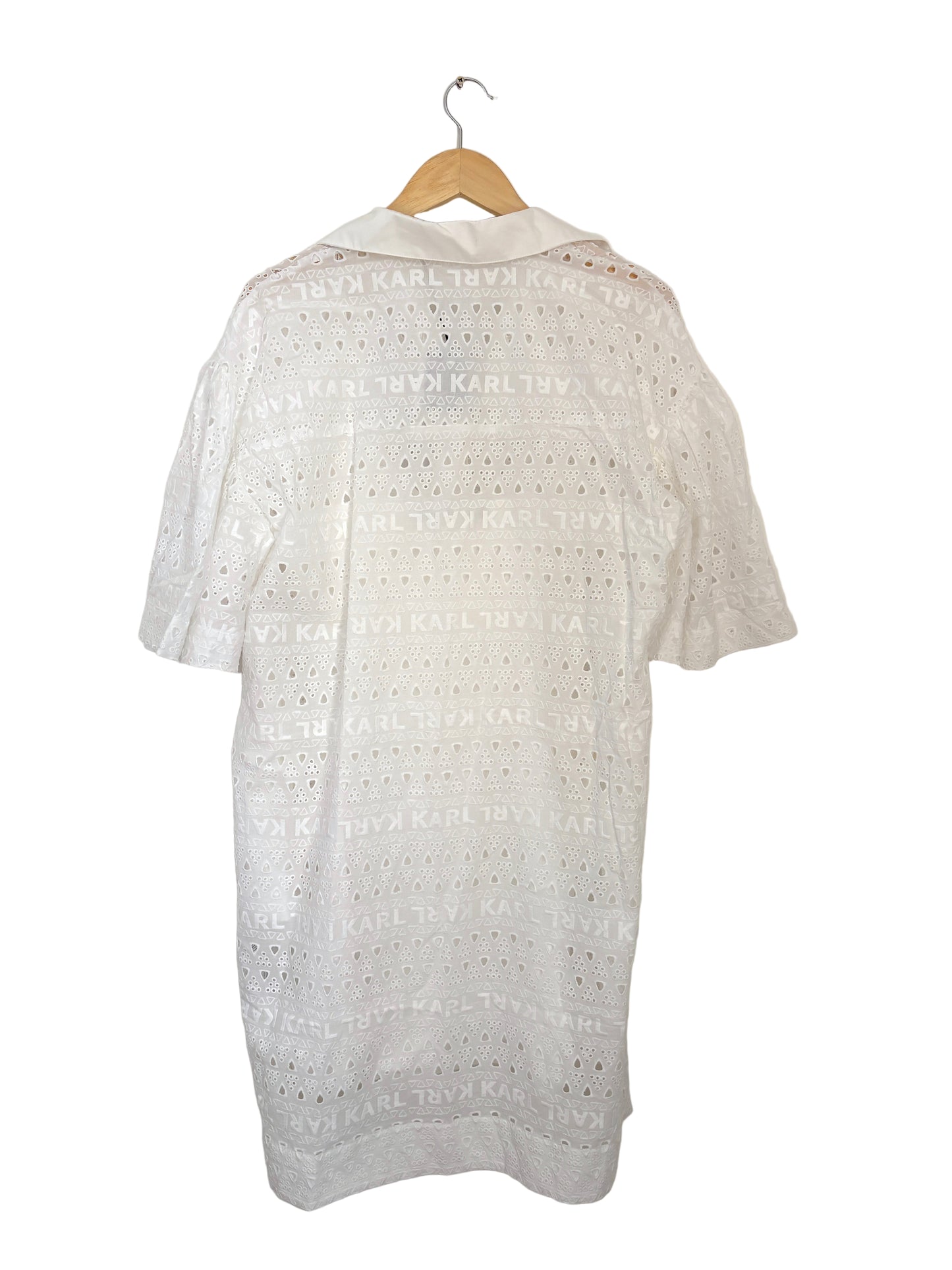 New with Tags Karl Lagerfeld White Broderie Anglaise Shirt Dress UK 8