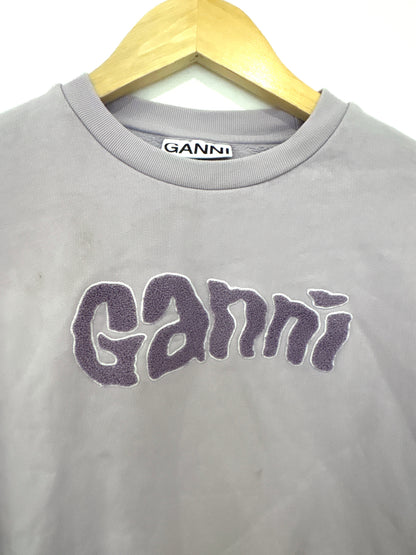 Ganni Lilac Logo Cropped Sweatshirt M