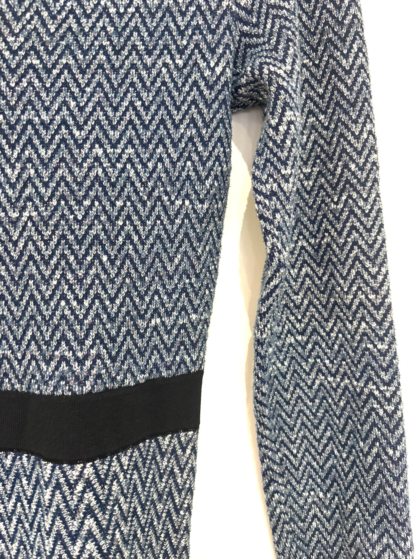 The Fold Blue Chevron Dress M