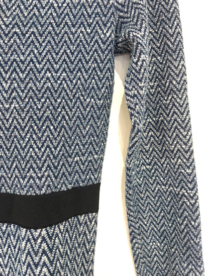 The Fold Blue Chevron Dress M