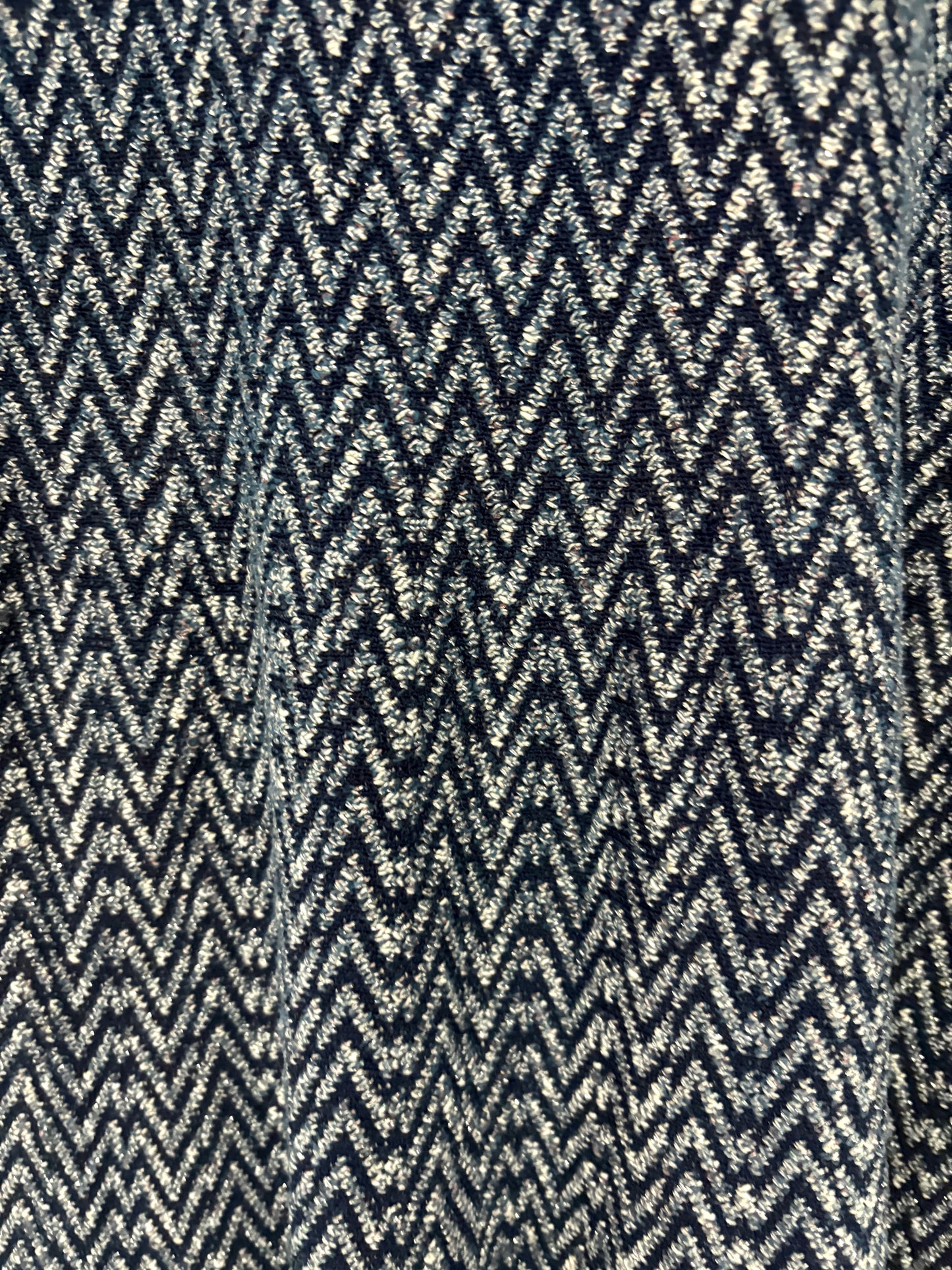 The Fold Blue Chevron Dress M
