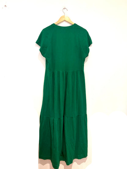 Me+Em Green Tiered Cotton Dress UK 14