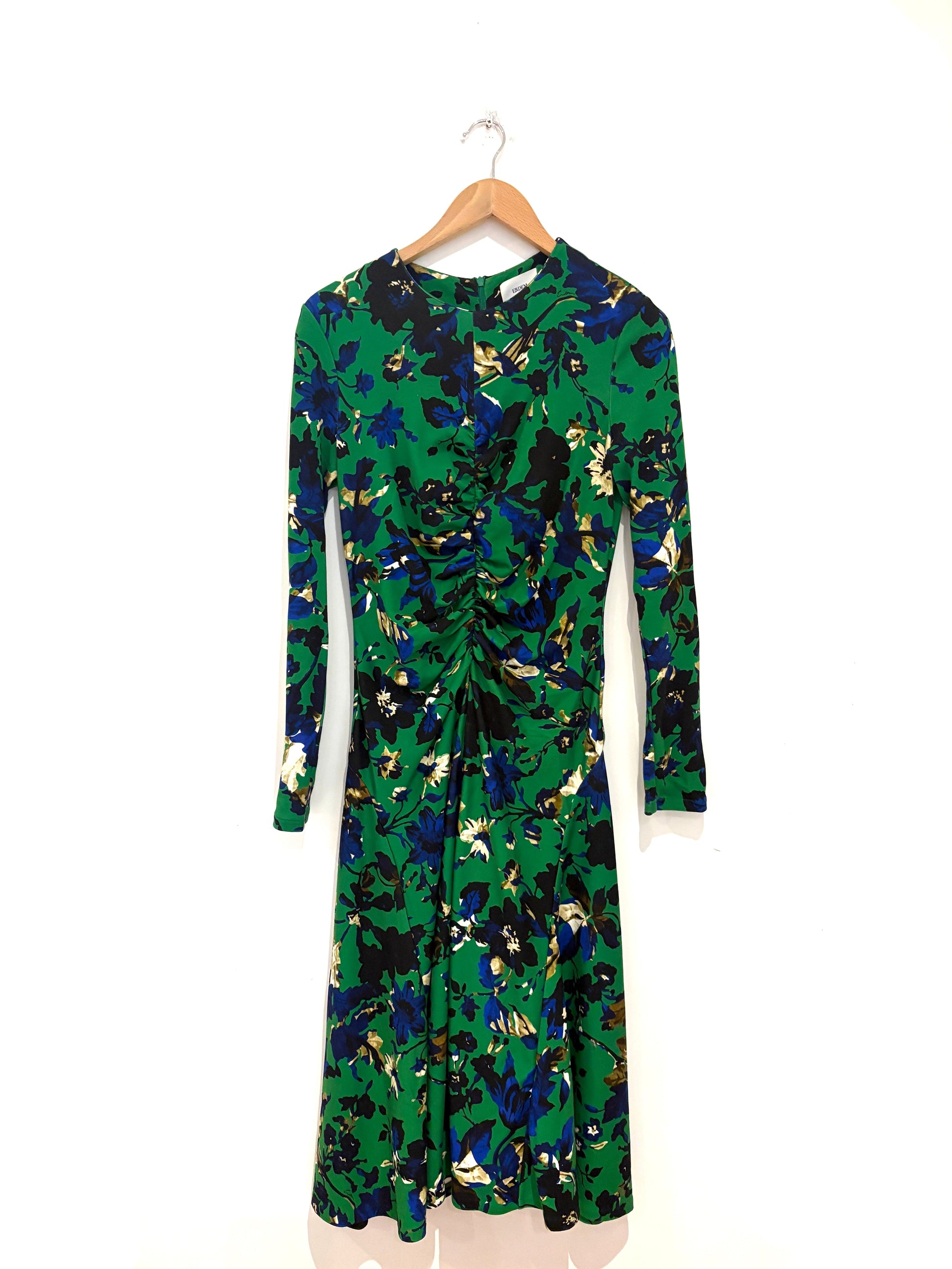 Erdem Floral Print Ruched Midi Dress