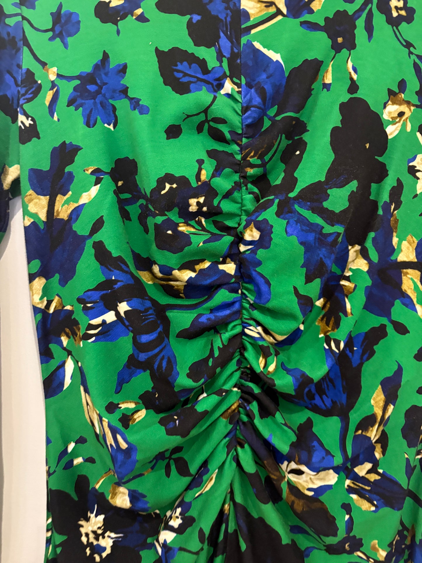 Erdem Floral Print Ruched Midi Dress UK 12
