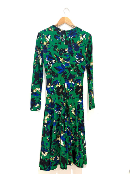 Erdem Floral Print Ruched Midi Dress UK 12