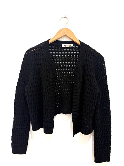 Boden Black Crochet Cardigan 