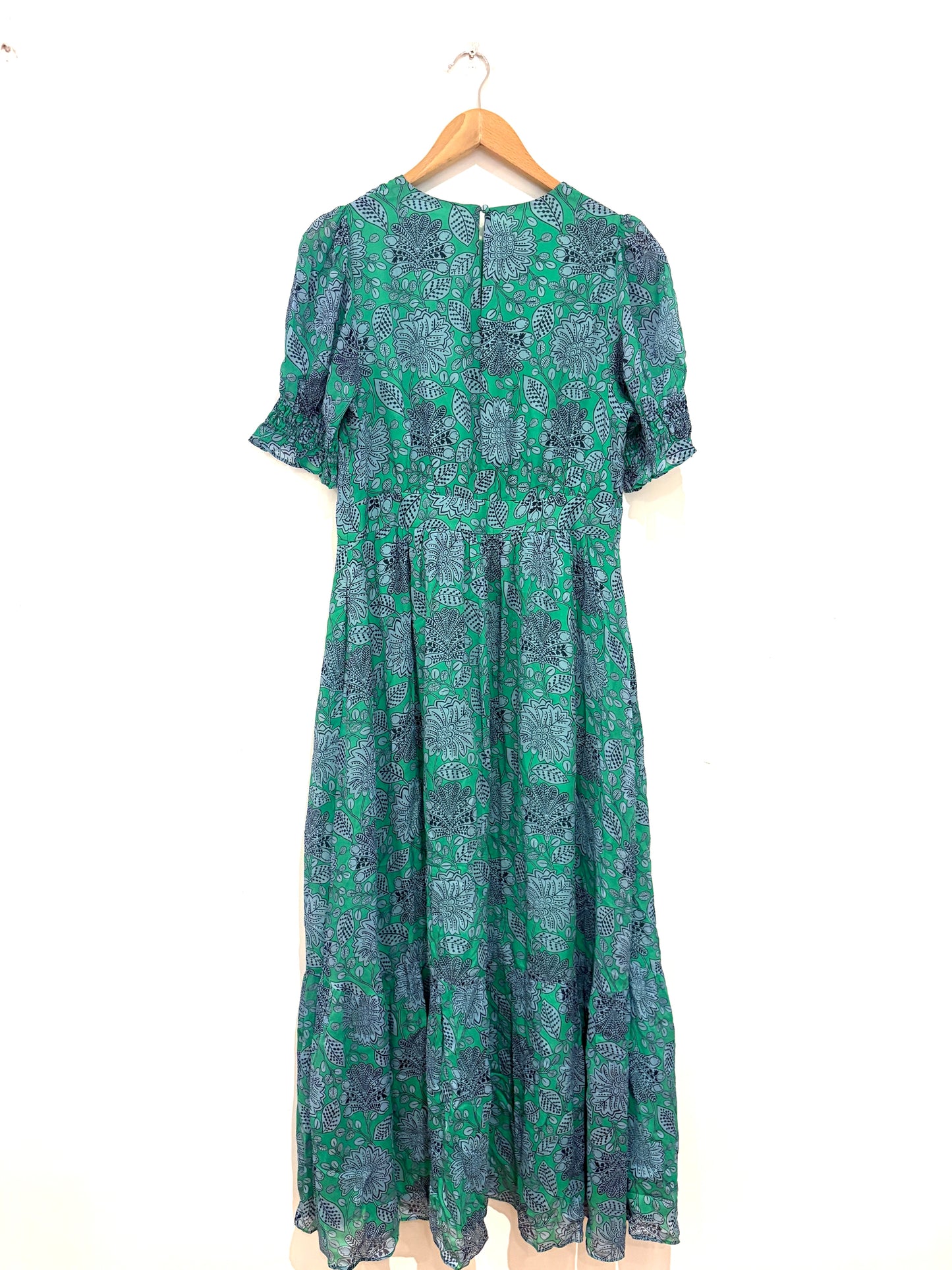 Boden Floral Green Gardenia Swirl Dress UK 12