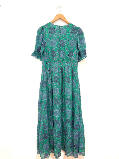 Boden Floral Green Gardenia Swirl Dress UK 12