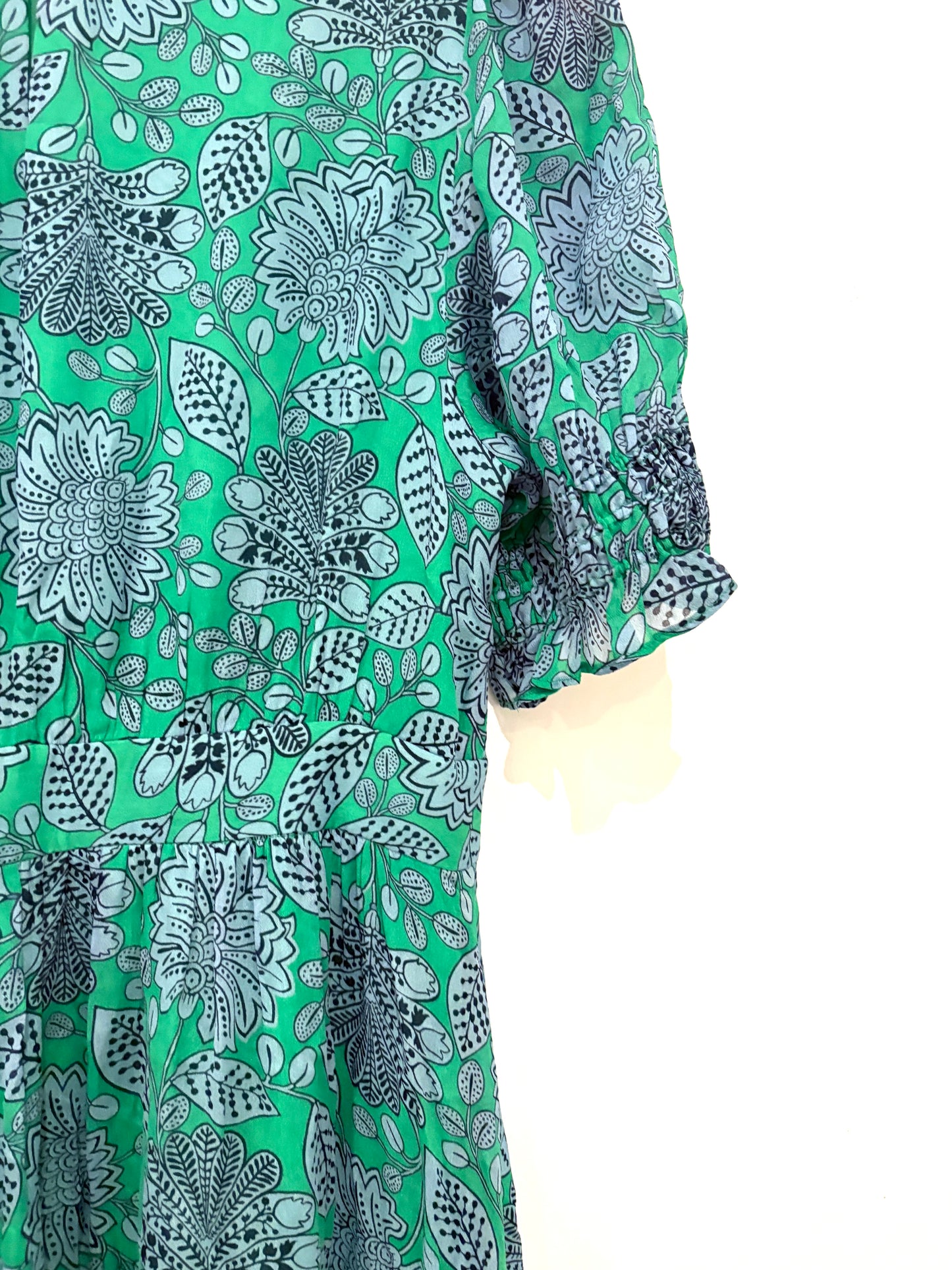 Boden Floral Green Gardenia Swirl Dress UK 12