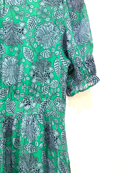 Boden Floral Green Gardenia Swirl Dress UK 12
