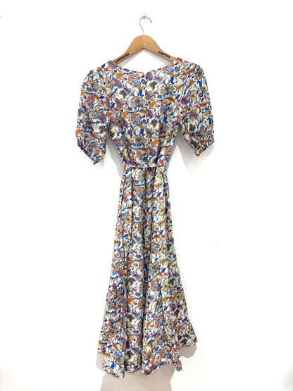 Boden Full Panelled Linen Blend Midi Dress UK 12